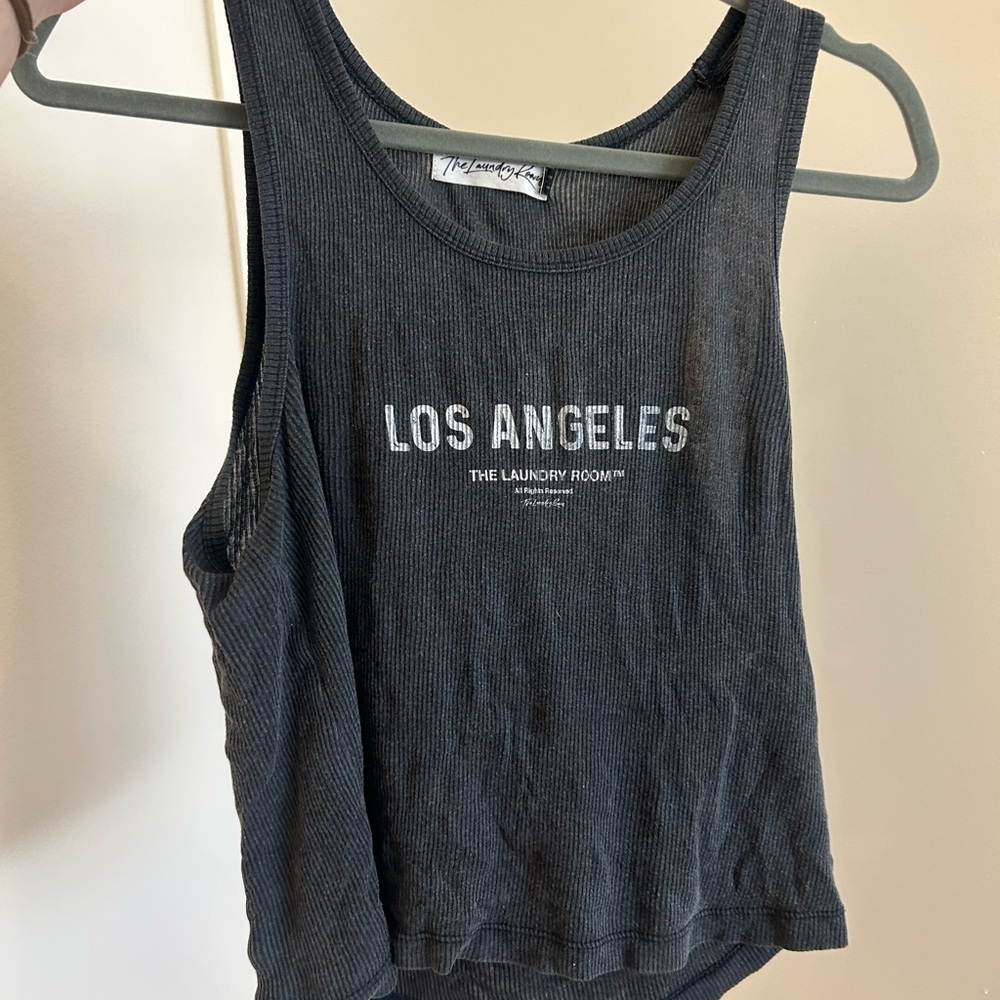 The Laundry Room Black Crop Tank Top Relaxed Fit